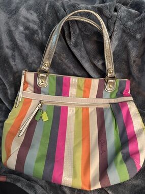 Coach Legacy striped sequins bag !